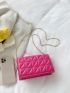 Mini Neon Pink Embossed Detail Flap Square Bag