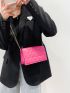 Mini Neon Pink Embossed Detail Flap Square Bag