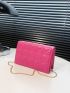 Mini Neon Pink Embossed Detail Flap Square Bag