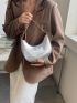 Metallic Crocodile Embossed Chain Hobo Bag