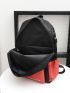 3pcs Colorblock Letter Patch Decor Functional Backpack Set