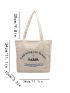 Floral & Slogan Embroidery Shopper Bag