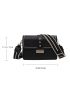 Rhinestone Decor Metal Lock Flap Square Bag