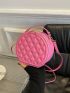 Mini Neon Pink Argyle Quilted Top Handle Circle Bag