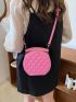 Mini Neon Pink Argyle Quilted Top Handle Circle Bag