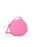 Mini Neon Pink Argyle Quilted Top Handle Circle Bag