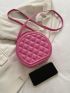 Mini Neon Pink Argyle Quilted Top Handle Circle Bag