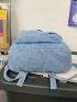 Letter Patch Decor Classic Backpack Medium Denim