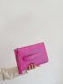 Neon-Pink Litchi Embossed Tassel Decor Square Bag