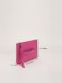 Neon-Pink Litchi Embossed Tassel Decor Square Bag