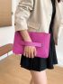 Neon-Pink Litchi Embossed Tassel Decor Square Bag