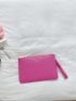 Neon-Pink Litchi Embossed Tassel Decor Square Bag