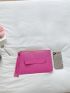 Neon-Pink Litchi Embossed Tassel Decor Square Bag