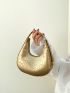 Metallic Crocodile Embossed Hobo Bag Stylish Crescent Purses