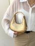 Metallic Crocodile Embossed Hobo Bag Stylish Crescent Purses