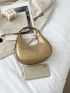 Metallic Crocodile Embossed Hobo Bag Stylish Crescent Purses