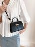 Mini Crocodile Embossed Twist Lock Flap Square Bag