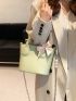 Lychee Embossed Chain Bucket Bag With Bow Charm