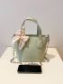 Lychee Embossed Chain Bucket Bag With Bow Charm