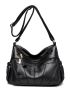 Litchi Embossed Multi Zipper Hobo Bag