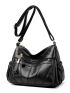 Litchi Embossed Multi Zipper Hobo Bag