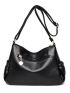 Litchi Embossed Multi Zipper Hobo Bag