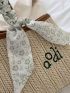 Letter Embroidered Twilly Scarf Decor Contrast Binding Straw Bag