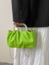 Faux Pearl Neon Green Ruched Bag