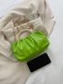 Faux Pearl Neon Green Ruched Bag