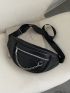 Chain Decor Zip Front Fanny Pack