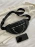 Chain Decor Zip Front Fanny Pack