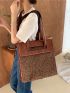 Snap Button Flap Shoulder Tote Bag