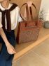 Snap Button Flap Shoulder Tote Bag