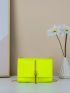 Mini Neon Lime Snakeskin Embossed Metal Tassel Decor Flap Chain Square Bag