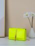 Mini Neon Lime Snakeskin Embossed Metal Tassel Decor Flap Chain Square Bag