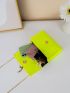 Mini Neon Lime Snakeskin Embossed Metal Tassel Decor Flap Chain Square Bag