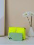 Mini Neon Lime Snakeskin Embossed Metal Tassel Decor Flap Chain Square Bag