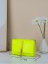 Mini Neon Lime Snakeskin Embossed Metal Tassel Decor Flap Chain Square Bag