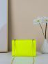 Mini Neon Lime Snakeskin Embossed Metal Tassel Decor Flap Chain Square Bag