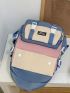 Colorblock Letter Patch Functional Backpack