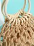Mini Ring Handle Crochet Bag With Inner Pouch