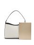 Contrast Binding Linen Baguette Bag With Inner Pouch