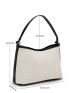 Contrast Binding Linen Baguette Bag With Inner Pouch