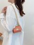 Mini Neon Orange Crocodile Embossed Twist Lock Flap Chain Square Bag