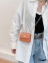 Mini Neon Orange Crocodile Embossed Twist Lock Flap Chain Square Bag