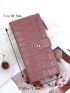 Crocodile Embossed Snap Button Long Wallet