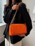 Neon Orange Flap Chain Ruched Bag