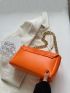 Neon Orange Flap Chain Ruched Bag