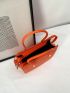 Mini Neon Orange Plaid Embossed Square Bag