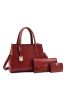 3pcs Crocodile Embossed Top Handle Bag Set